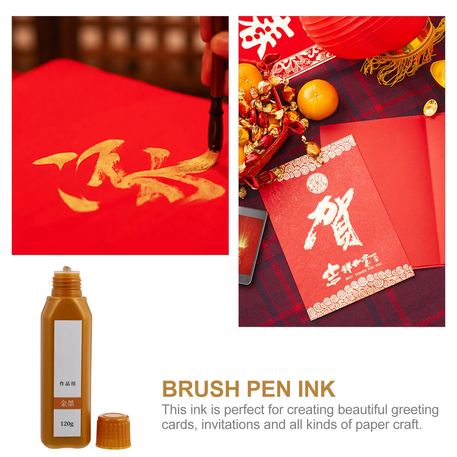 1 Bottle Calligraphy Ink Natural Chinese Brush Ink Smooth Stable Color for Painting Drawing Writing Scrapbook Craft Art