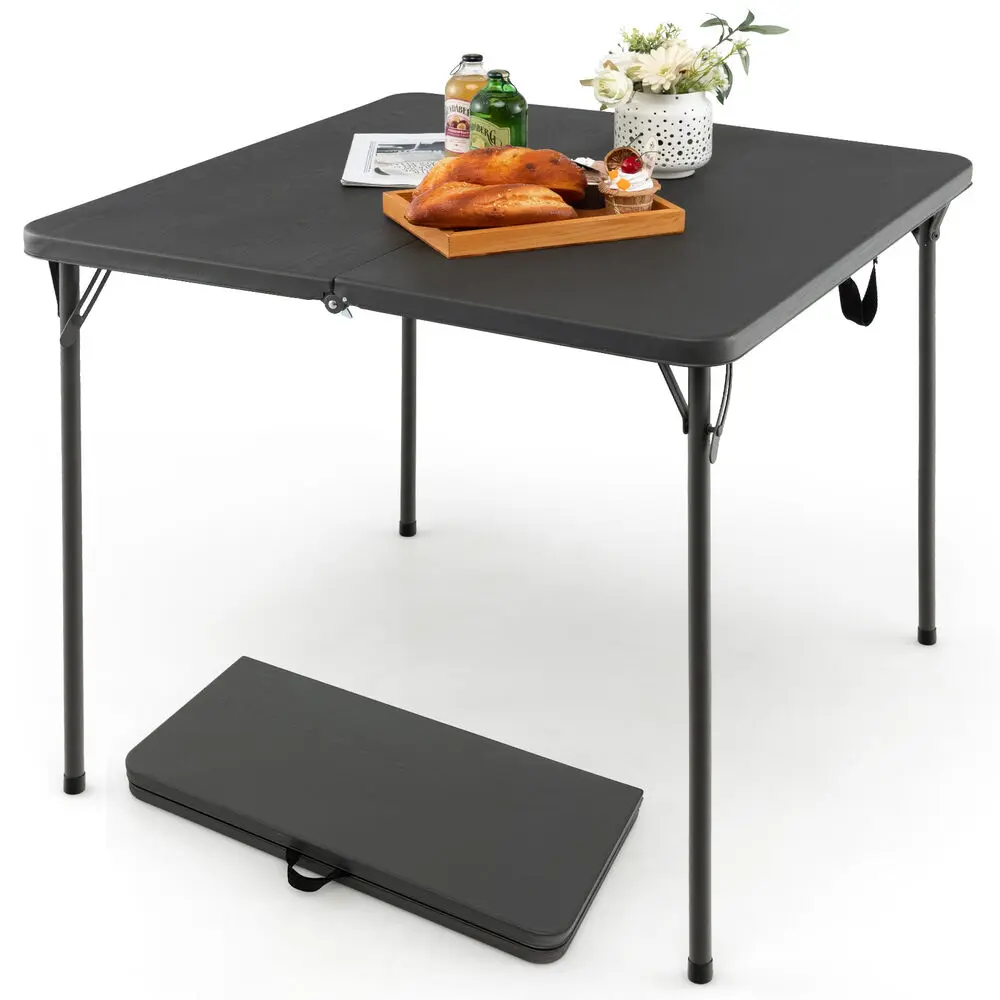 Costway Folding Camping Table Portable HDPE Outdoor Picnic Dining Table w/ Handle Grey