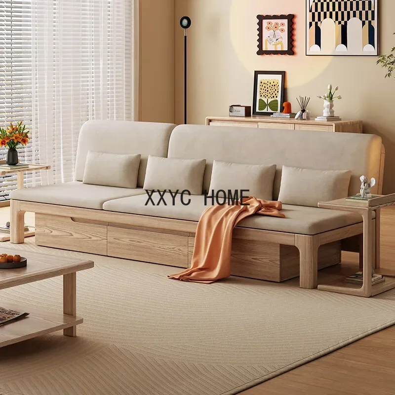 Nordic solid wood chaise longue balcony leisure single sofa living room storage recliner bed and breakfast bedroom beauty couch