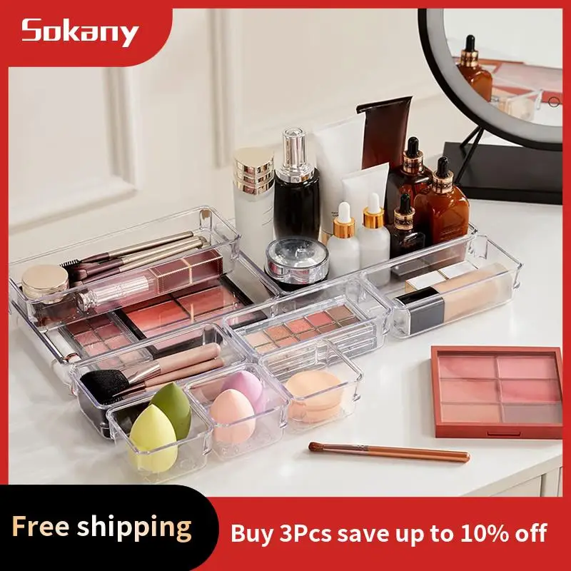 

A59E-33 PCS Drawer Organizer Set Clear Plastic Desk Drawer Dividers Trays For Makeup, Jewelries And Gadgets, Bedroom,Office