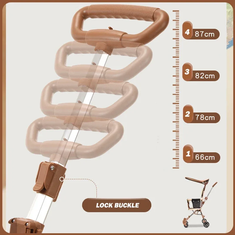 عربة أطفال للأطفال الصغار بنقرة واحدة قابلة للطي خفيفة الوزن عربة أطفال في اتجاهين مع مظلة عجلة أمامية دوارة