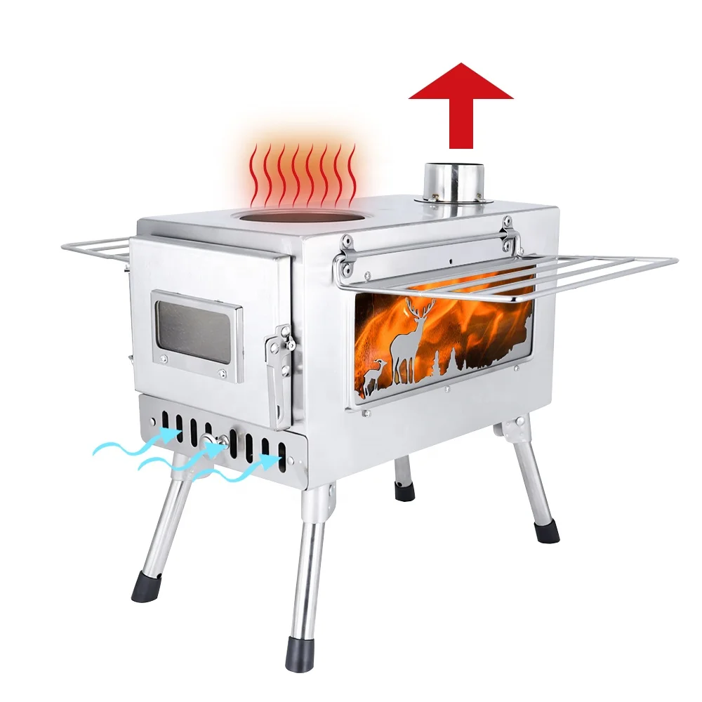 

Лидер продаж на заказ, термопечь из нержавеющей стали с боковым окном, горячая древесина для приготовления пищи, отопления, кемпинга, пикника, кемпинга