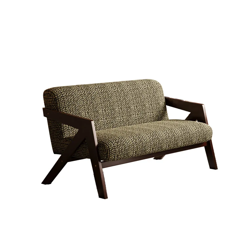 Medieval Richard solid wood double sofa chair, leisure wabi sabi bed and breakfast bedroom living room balcony
