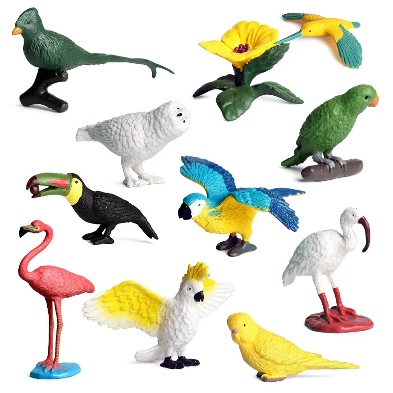 

children's simulation animal model solid static birds birds flamingo parrot toucan toy ornaments