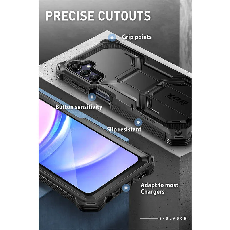 I-BLASON For Samsung Galaxy A15 Case 5G Armorbox Full-Body Rugged Bumper Case with Built-in Screen Protector with Kickstand