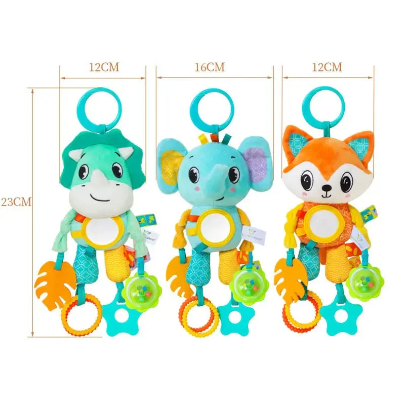 Soft Infant Crib Bed Stroller Mobile Hanging Rattle Baby Educational Toys Brain Developmental Hand Grip Cute Stuffed Animal Toys