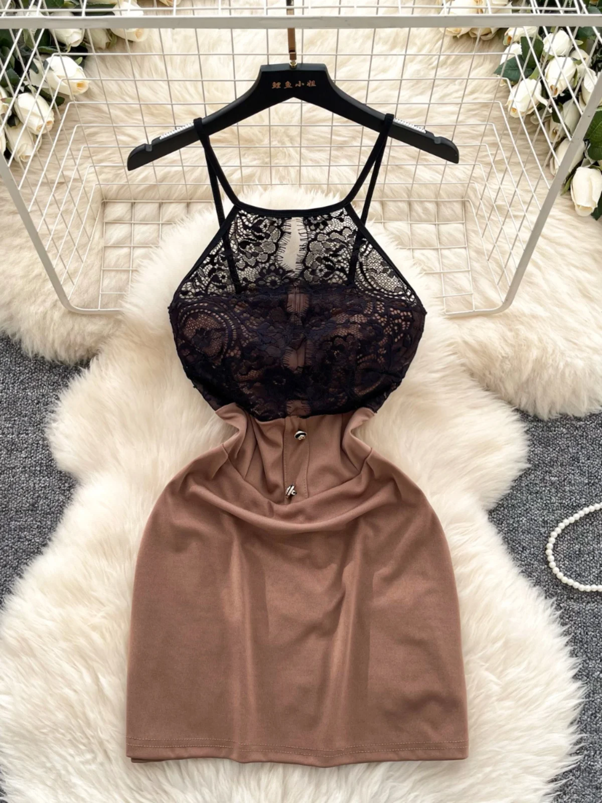 Retro Luksusowa Damska Sukienka z Paskiem, Koronkowa, Modelująca Talia, Unikalna Spódnica w Kształcie Litery A, Do Noszenia w Każdym Sezonie