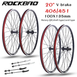 ROCKBAO Mountain Bike Wheel set 20inch 406/451 V brake Rotary type Cassette 2Bearing 100X135mm 6/10S Bicycle Wheel