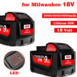 Rechargeable Batteries For Milwaukee M18B5 XC Lithium ION Battery 18v 9.0/6.0/3.0Ah battery charger For Milwaukee M18 12V~18V