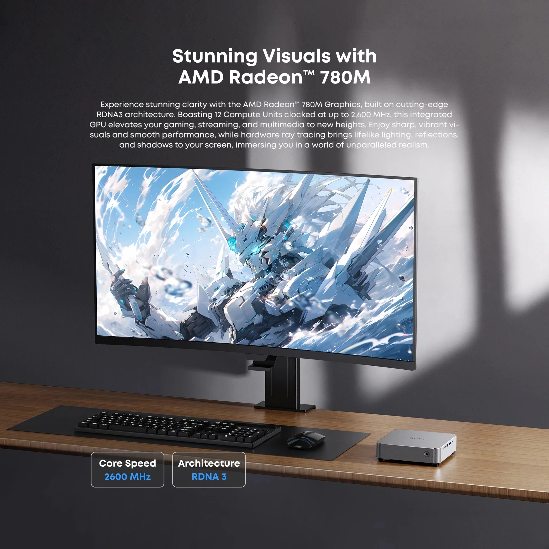 CHUWI AuBox Mini-PC AMD Ryzen7 8745HS 16 GB DDR5 512 GB SSD WiFi 6 BT 5.1 2,5 G LAN unterstützt Quad-Displays bis zu 4K Windows 11 Pro