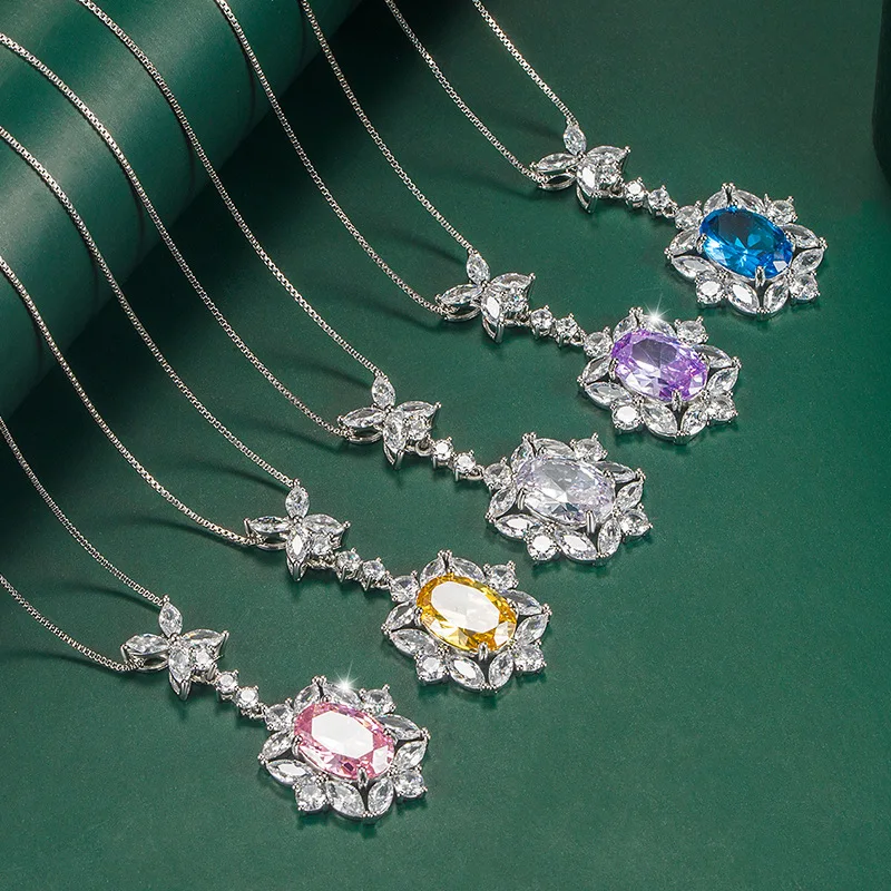 

New European and American style retro simulation color treasure Dan-shaped pendant necklace