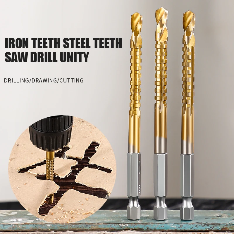 6Pcs Multifunctionele Boren Voor Hout Hex Shank Metalen Boor Set Titanium Vijzel Punch Gereedschap Hole Saw Kit professionele Boren