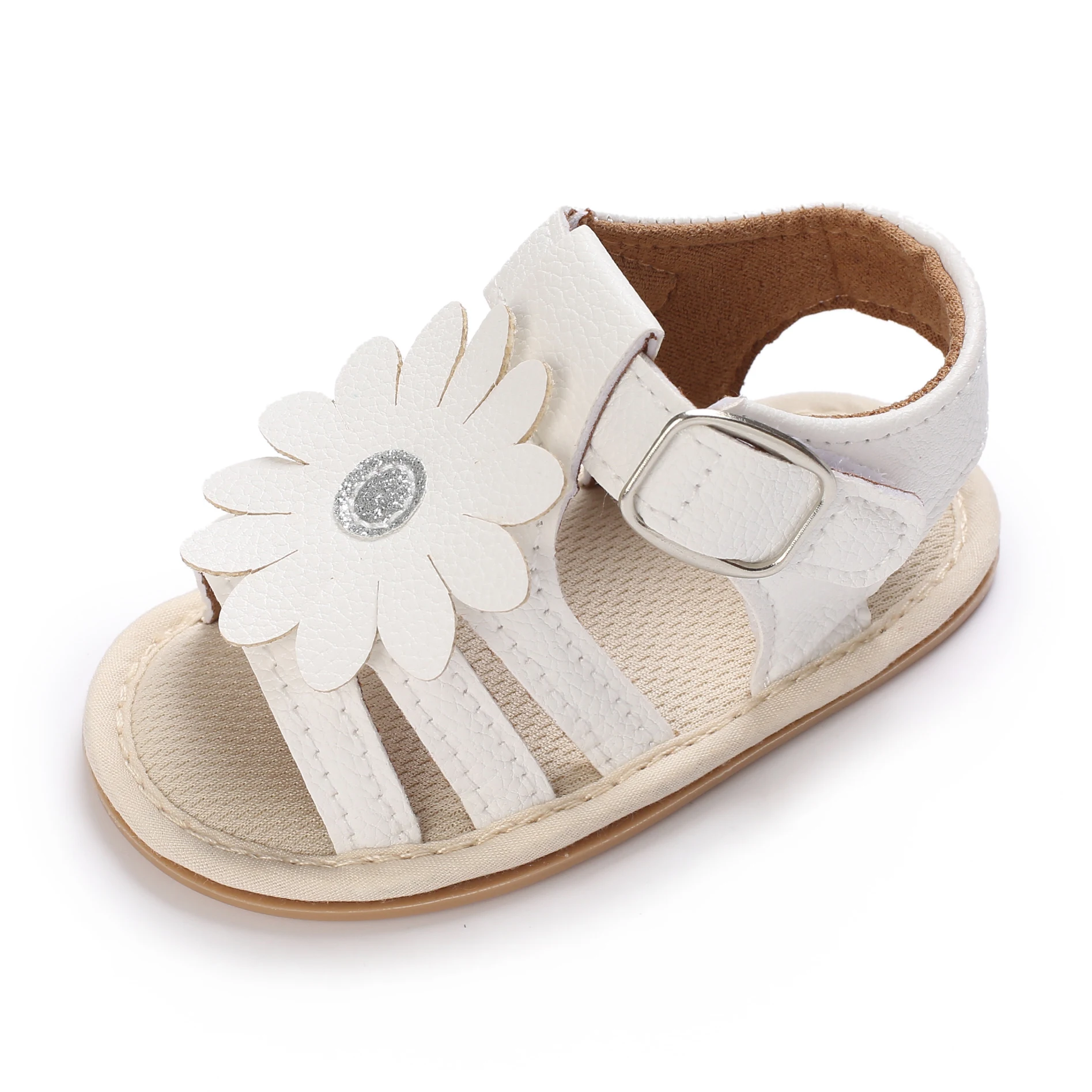 0-18M Newborn Baby Shoes Girls Cute Flowers Summer PU Soft Rubber Sole Anti slip Baby First Step Walking Shoes Baby Sandals