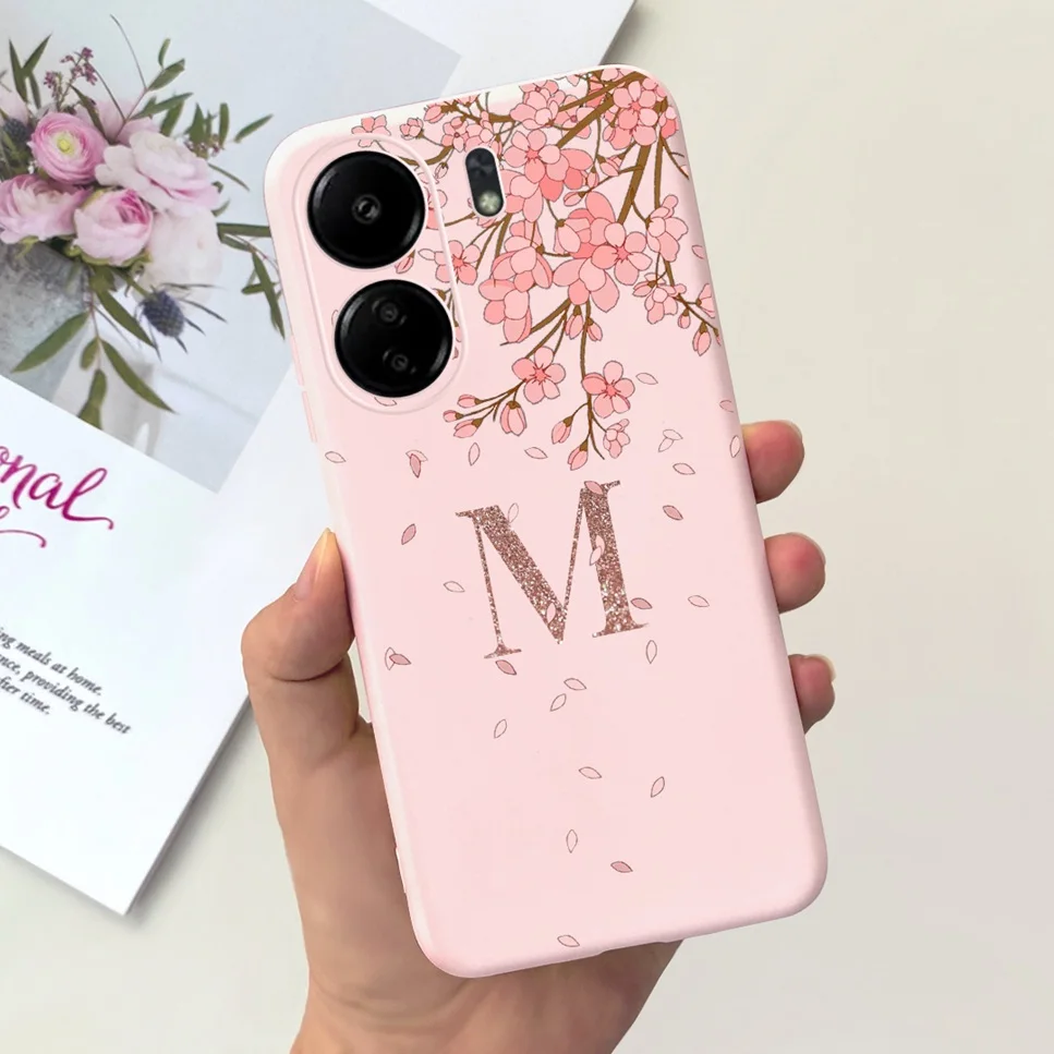 New For Redmi 13C 4G Case Fashion Design Letter Flower Luxury Crown Soft Silicone Back Cover For Xiaomi Redmi13C 13 C Phone Case
