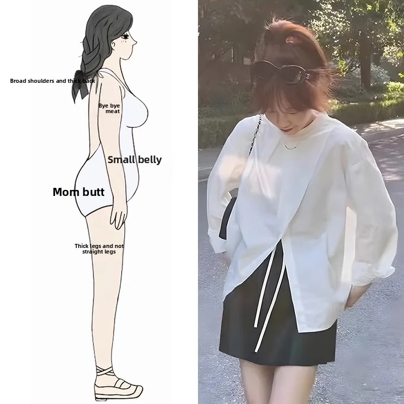 

Ele White Loose irt Casual Skirt Two-Piece Set Autumn New Leisure Sle Whole Set plus Size Women's Faion