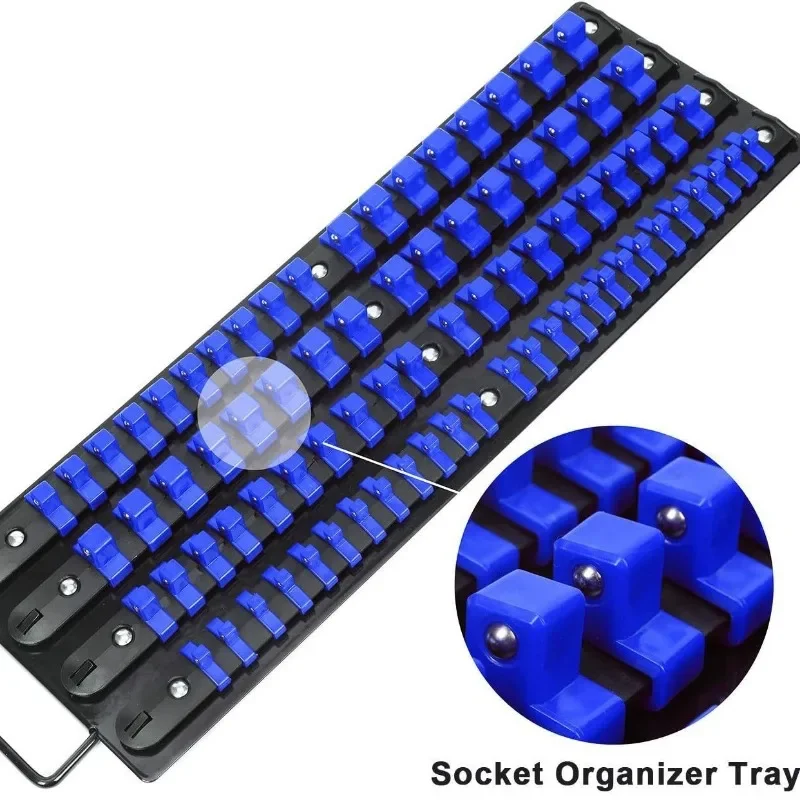 80-Socket Storage Tray Rail Rack Holder Set 1/4 3/8 1/2 Sockets Organize and Store Socket Socket Rack for Medium-Sized Hand Tool