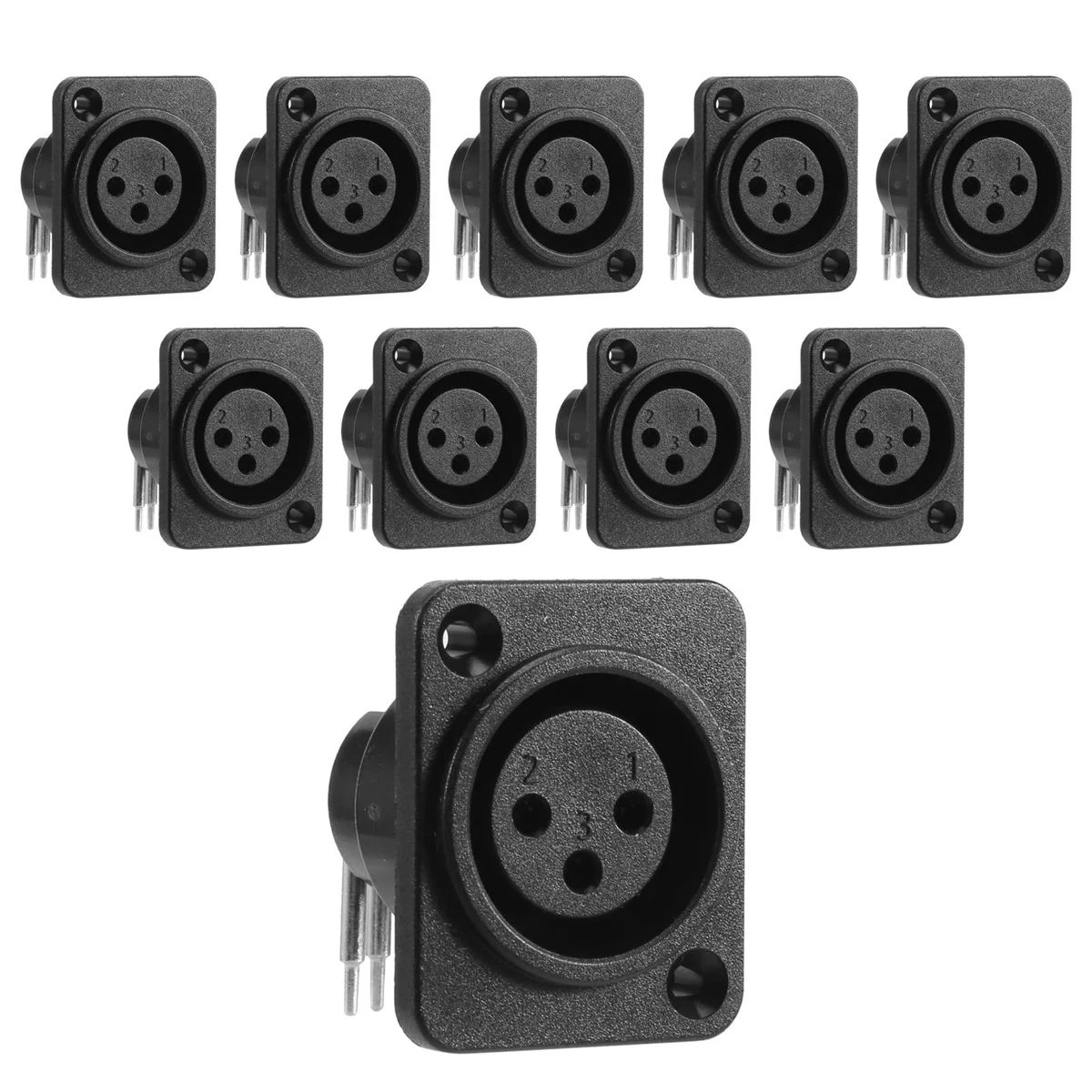 ABYL 10 Uds negro XLR 3pin hembra Jack montaje en Panel chasis PCB conector de enchufe