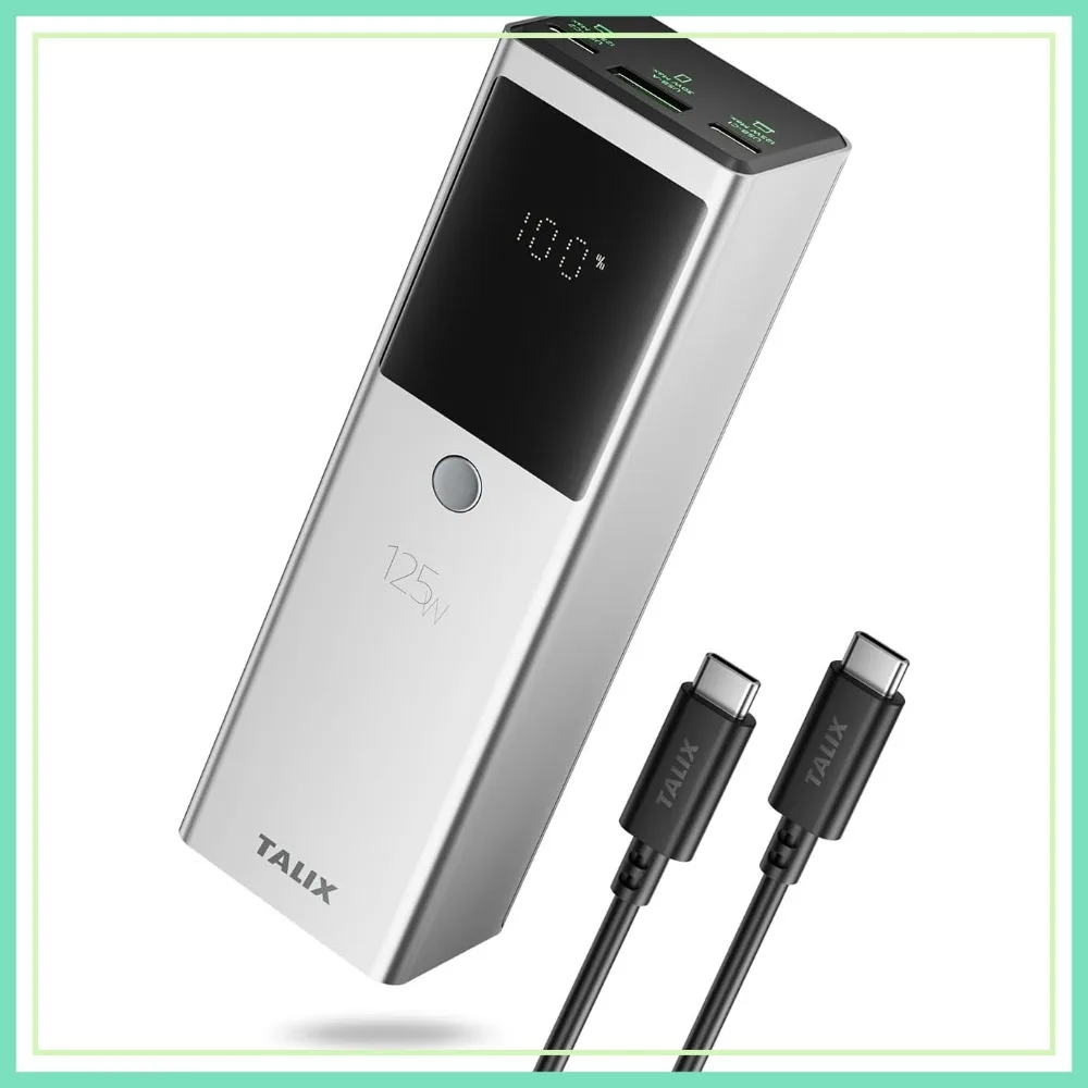 

125W Power Bank 12800mAh Portable Laptop Charger with 240W USB-C Cable, 3-Port PD Fast Charging for Laptop/iPhone/Samsung, TSA Approved