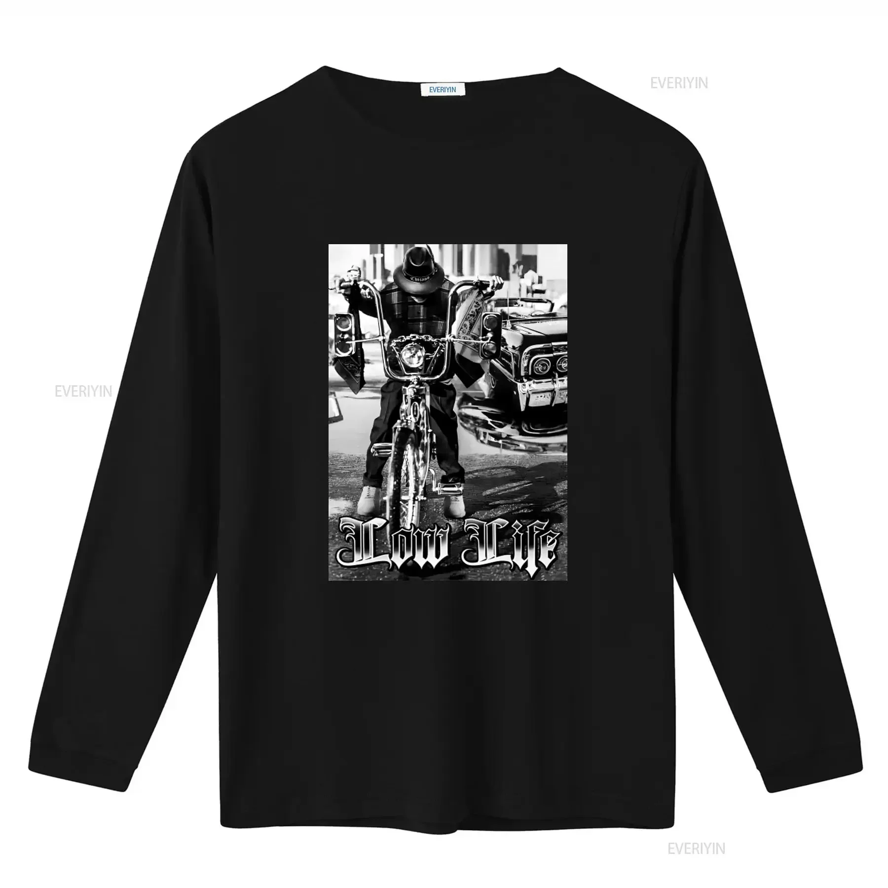 Low Rider Bike Chicano Style Heavyweight Mens T Shirt with Cool Print on Shaka Wear vintage Washed Comfortable fashion