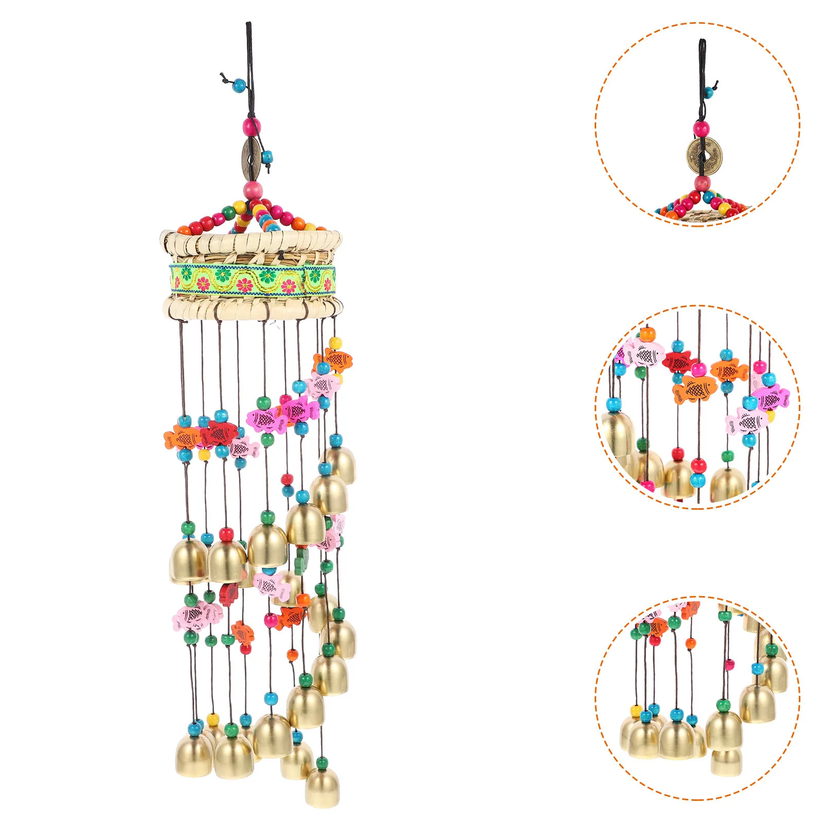 

1Pcs Delicate Fair-Sounding Ethnic Wind Bell Hanging Ornament for Room Window Party Decoration Environmental Friendly