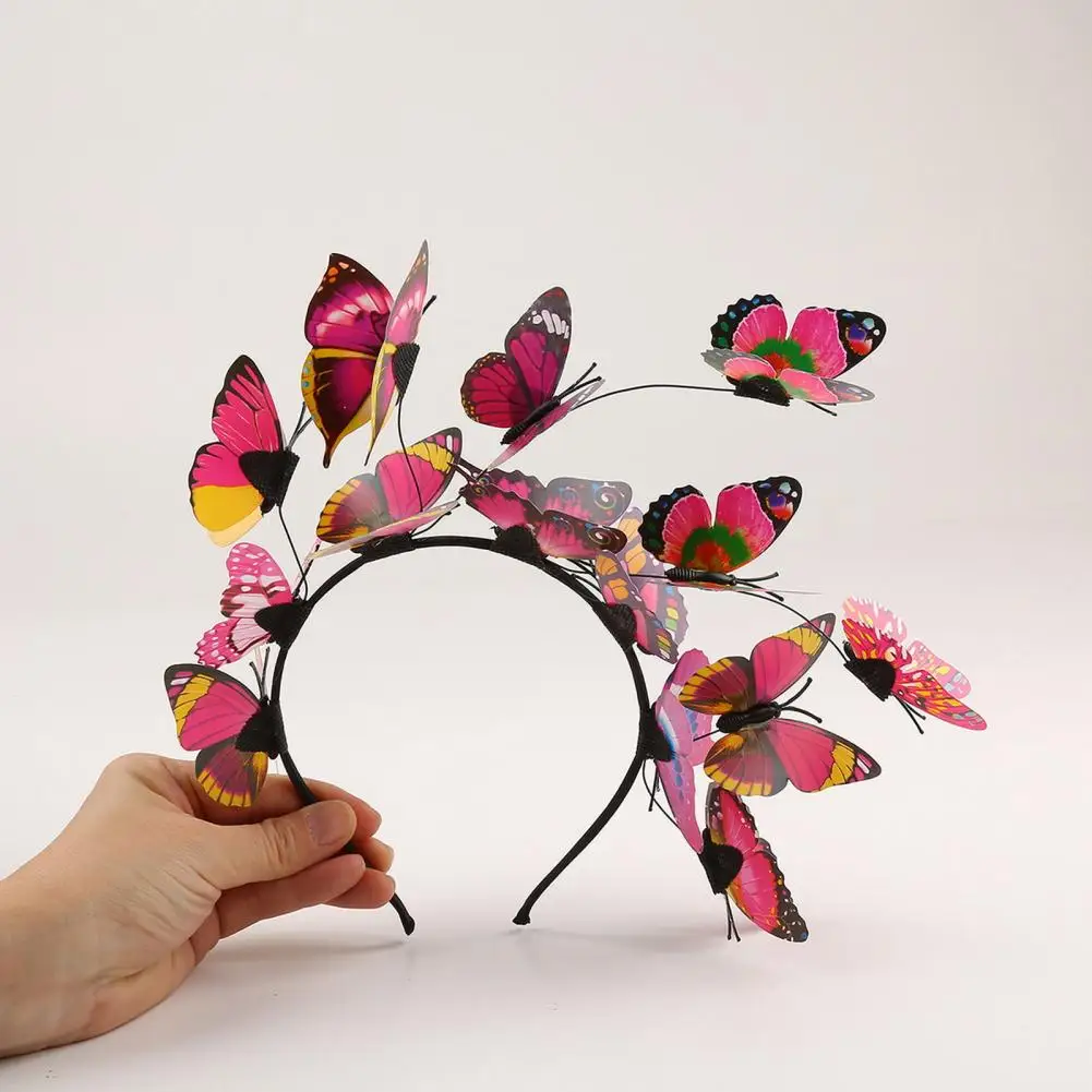 Hair Hoop Exaggerated Butterflies Decor Headband for Party Wedding Bohemian Hair Band Hoops Women Performance Headpiece Resin