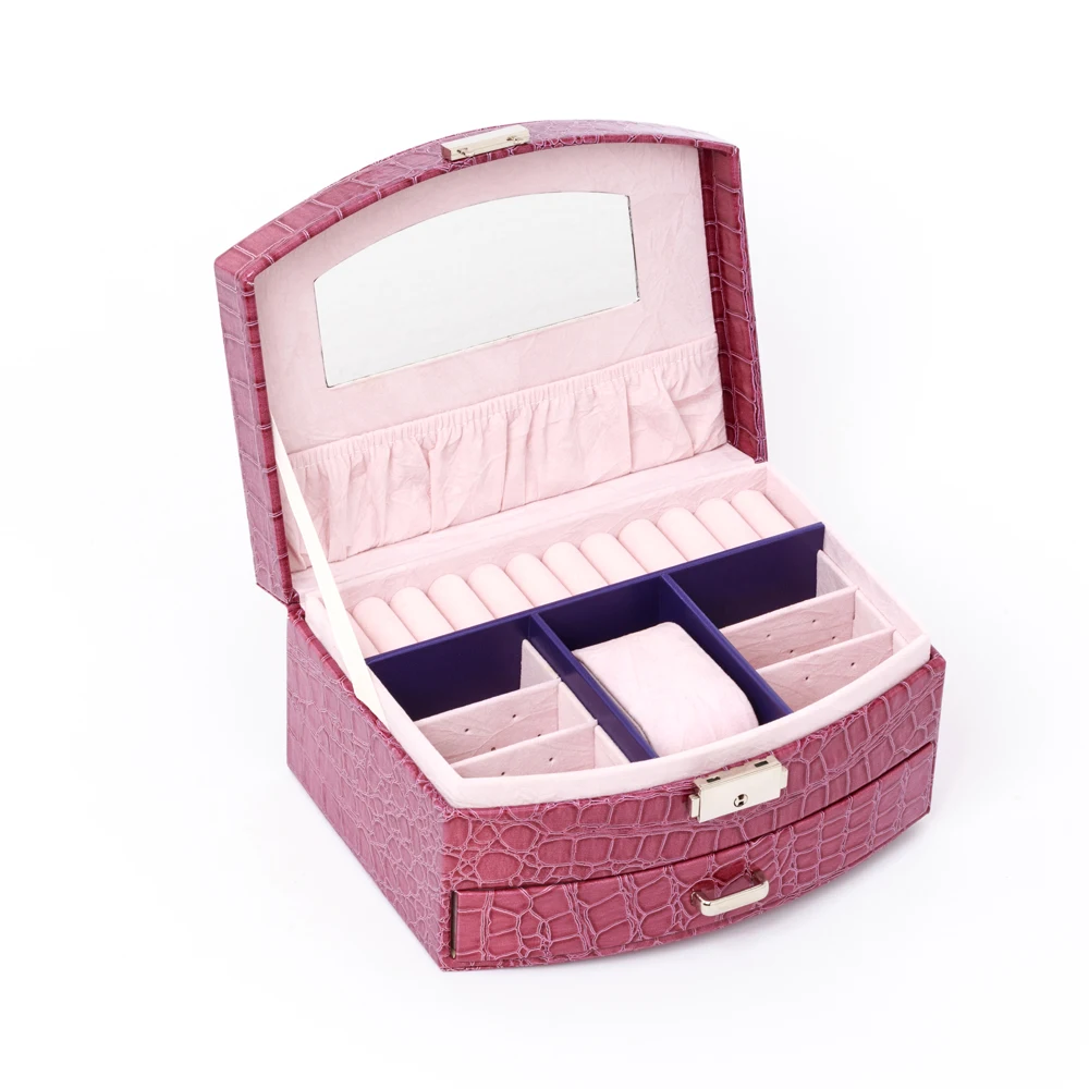 

Двухслойная шкатулка для драгоценностей в стиле ящика, органайзер для хранения ювелирных изделий для хранения ожерелья, колец, сережек, модная коробка для хранения