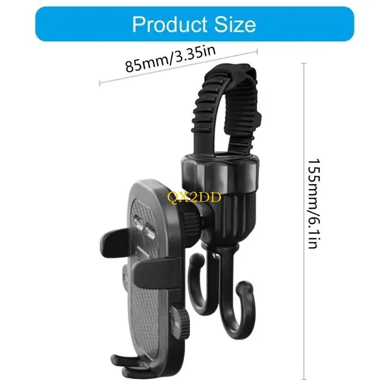 QX2D Lightweight Phone Stand Rack with Double Hook for Strollers and Outdoor Activity