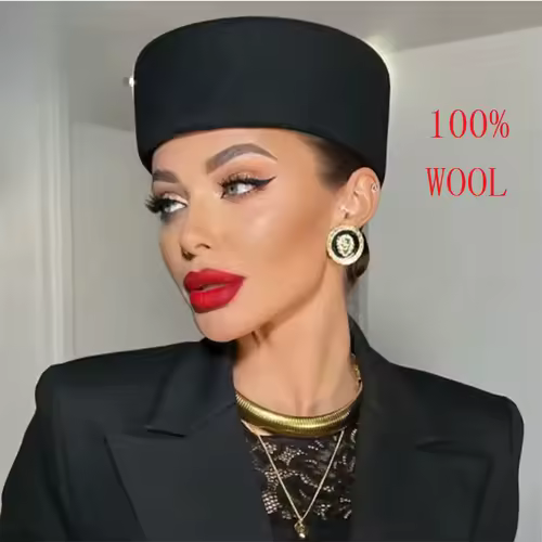Retro Flight Attendant Ball Hat Women's 100% Wool Felt Beret Party Charming Hat Wedding Cocktail Party Medicine Box Hat - Image 6