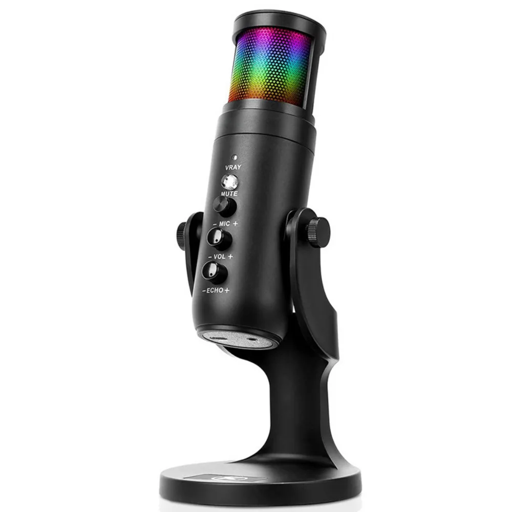 USB Condenser Microphone RGB Light Recording Studio Recording Streaming Mic for PC Computer Laptop Gaming RGB YouTube Video