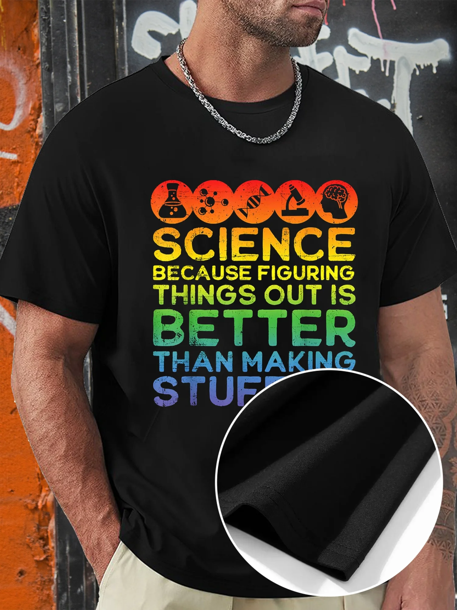 Men's Science Lover T-shirt, Fun Graphic Humor Tee, Short Sleeve Novelty T-shirt, Round Neck Classic Design