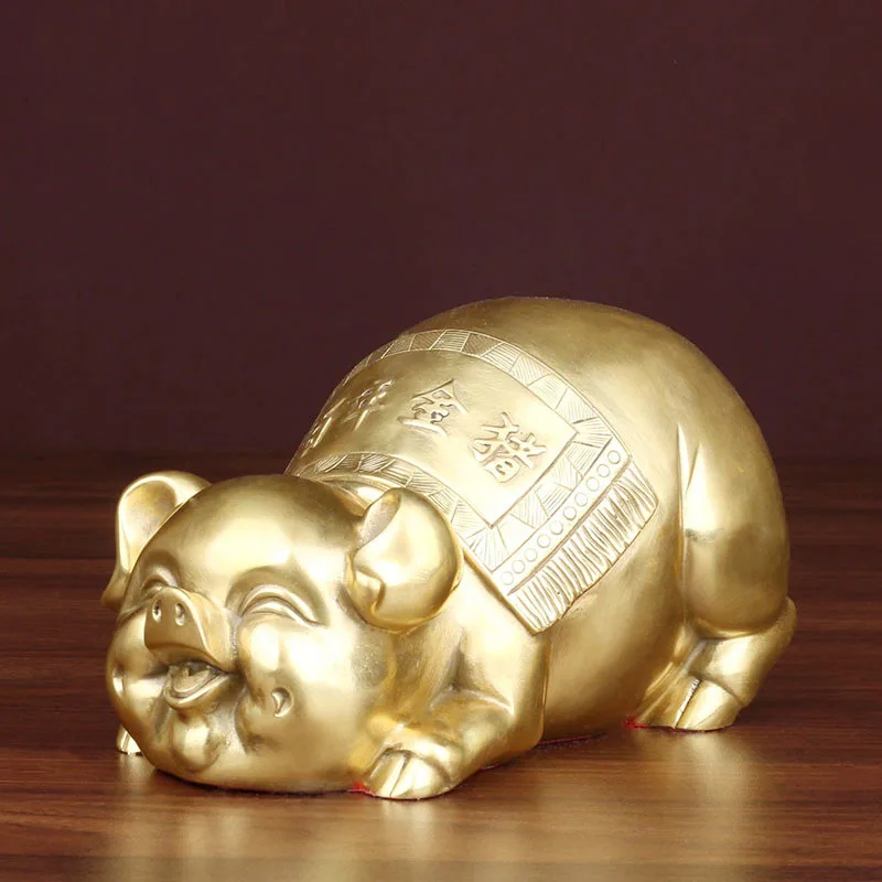 All- Figurine Cute Piggy Bank Home Decoration Desktop Ornament Copper Pig Craft Birthday Gift