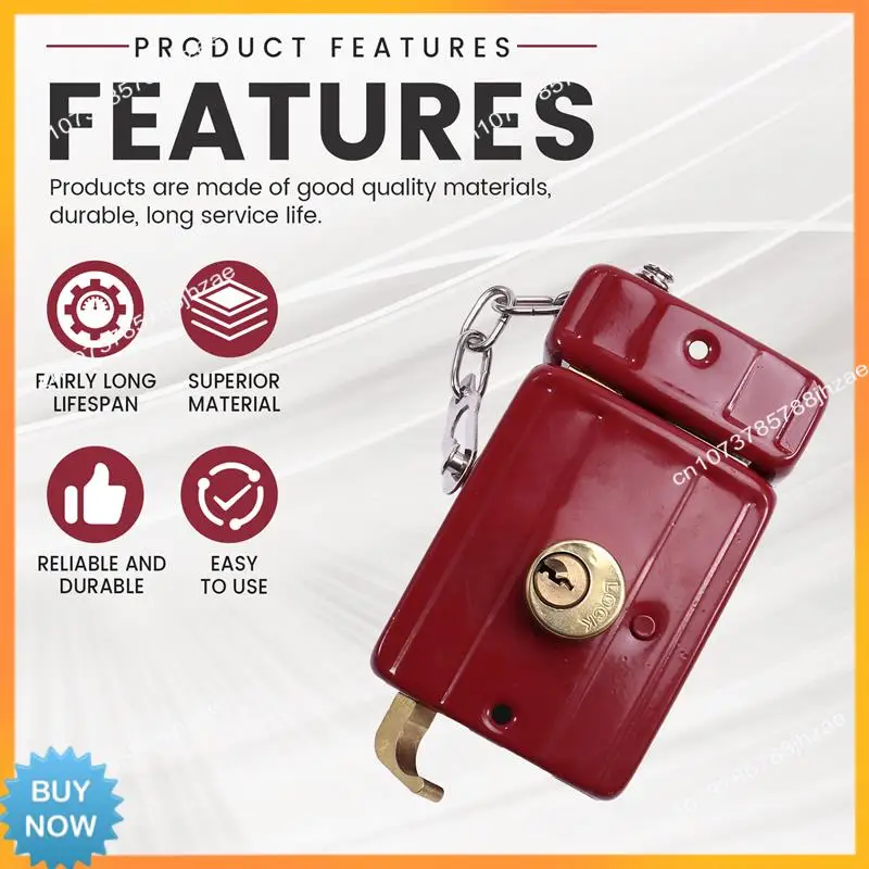 A10R เหล็กหล่อ Anti-Theft ล็อคประตูด้านนอกหลายประกันความปลอดภัยในครัวเรือนในร่มหอพักพร้อมกุญแจไม้ประตูล็อค