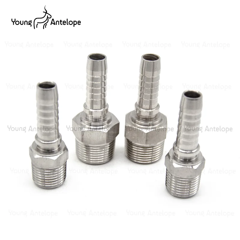 304 Stainless Steel BSPT Male Thread Pipe Fitting Hose Barb Pagoda Joint Coupling Connector3/8 1/2 1/4 High pressure oil pipe
