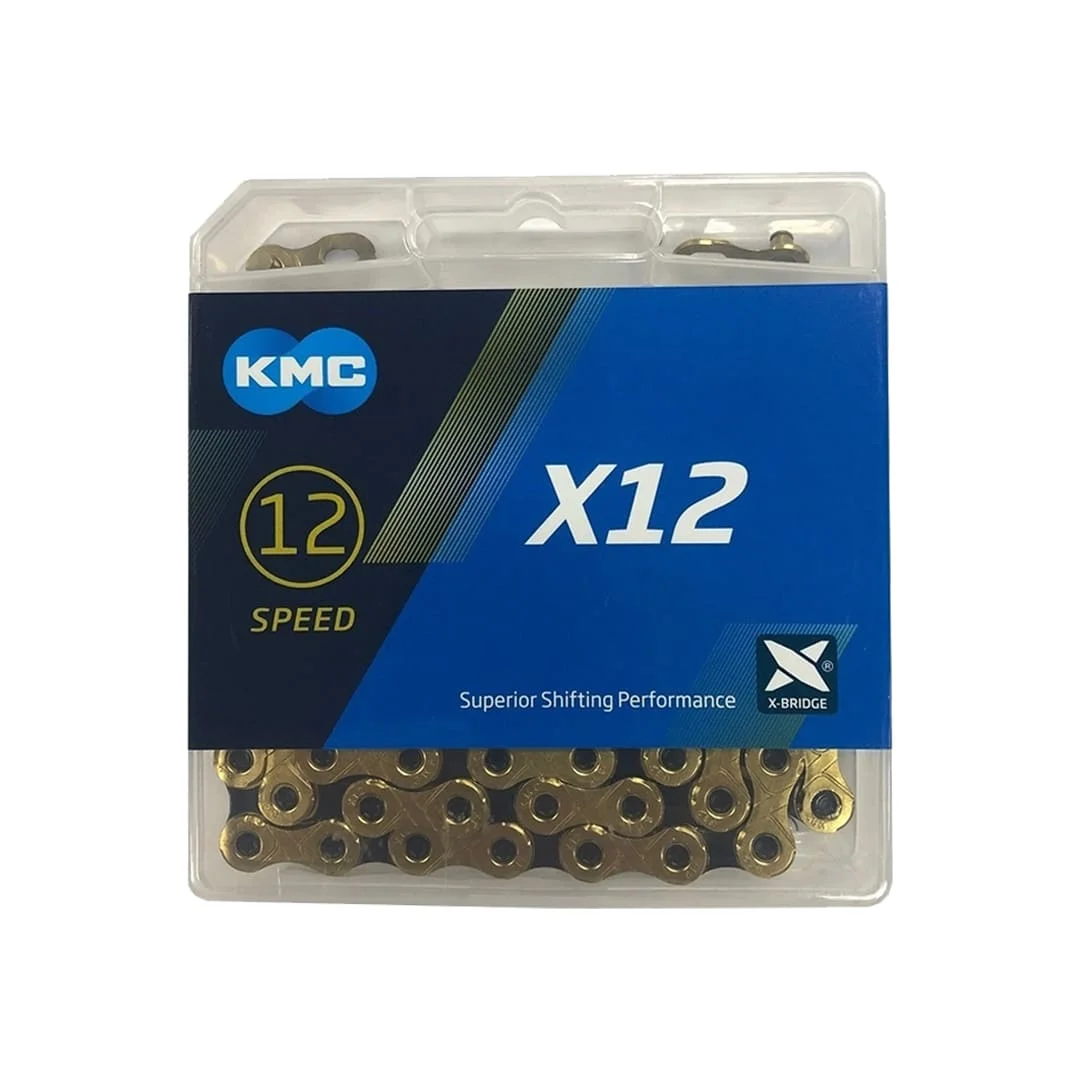 Corrente de Bicicleta Kmc X12 12v Dourada and Preto