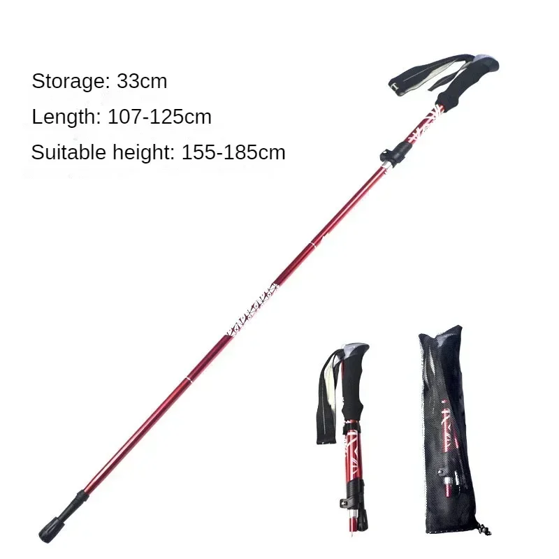 1 PCS 5 Section Outdoor Fold Trekking Pole Camping Portable Walking Hiking Stick Super Light Telescopic Easy Put Into Bag