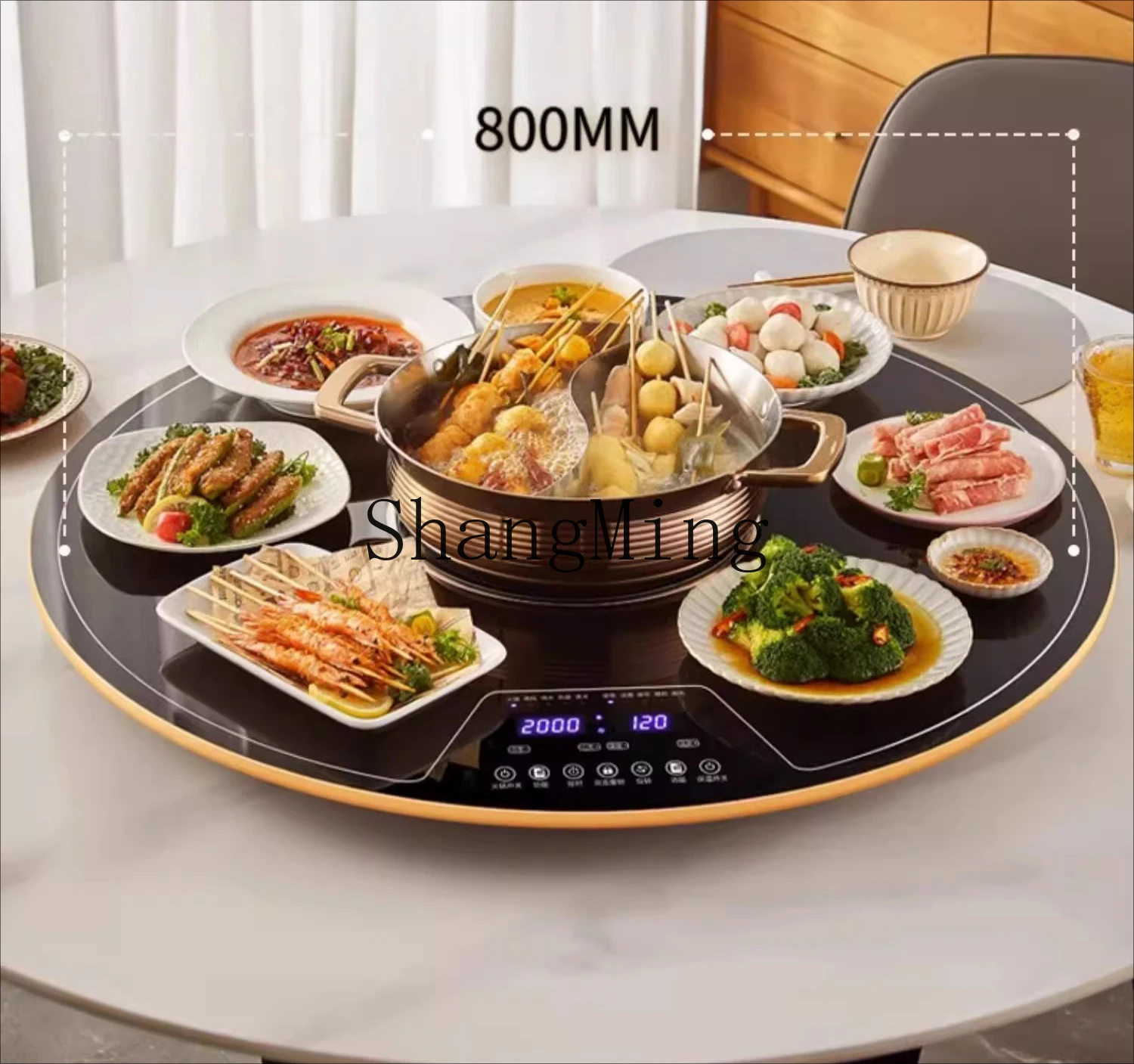 ZYY Household Multifunctional Heating Meal Insulation Board Magnetic Dining Table Round Turntable Electric Ceramic Furnace