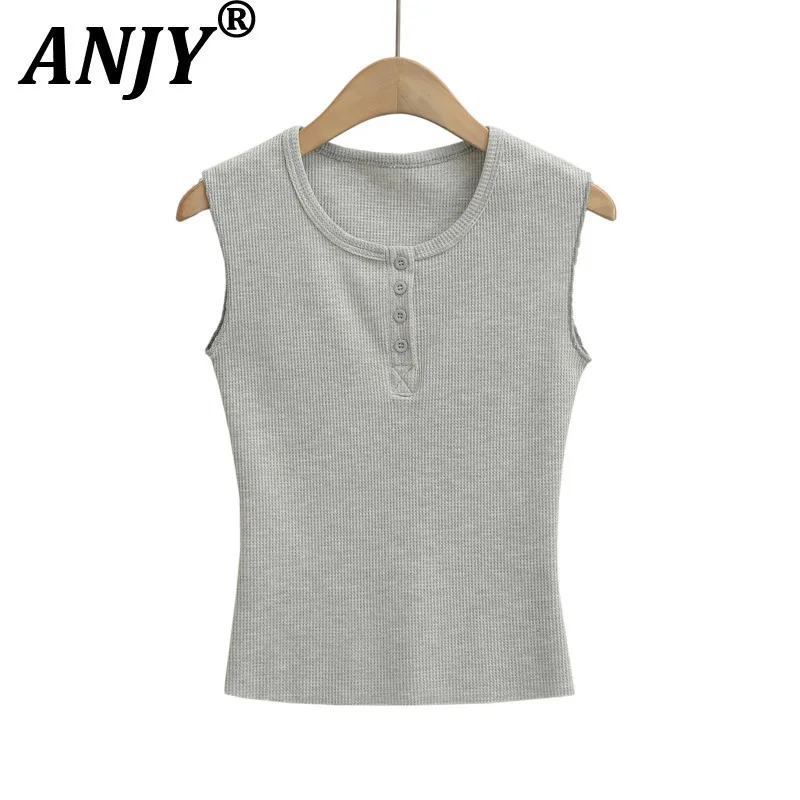 

ANJY Новая женская майка-вафелька в американском стиле для весны/лета, облегающая безрукавка для модниц, трендовый уличный топ A19912