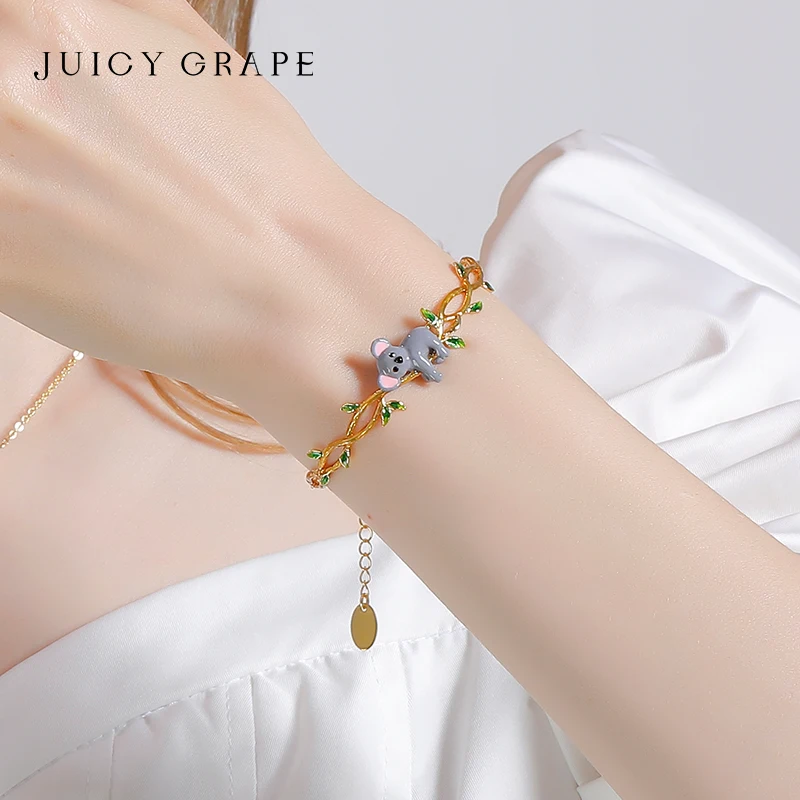 Juicy Grape Fashion Enamel Koala Bear Bracelet for Women and  18K Gold plated Animal Jewelry Birthday Anniversary Christmas Gift