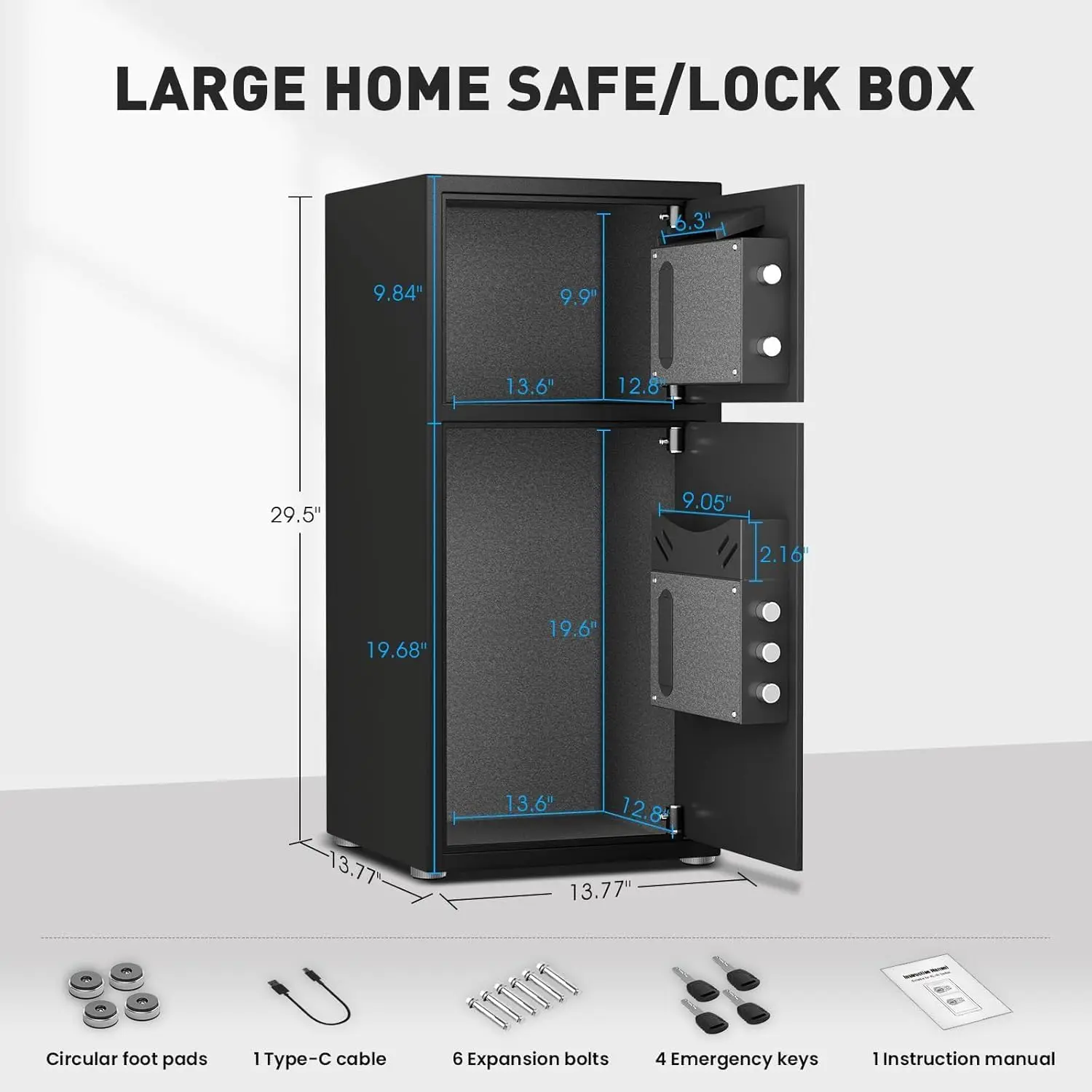 kavey 6.5 Cu ft Fingerprint password Large Safe, Home Fireproof with LED Light fire proof safe for home documents