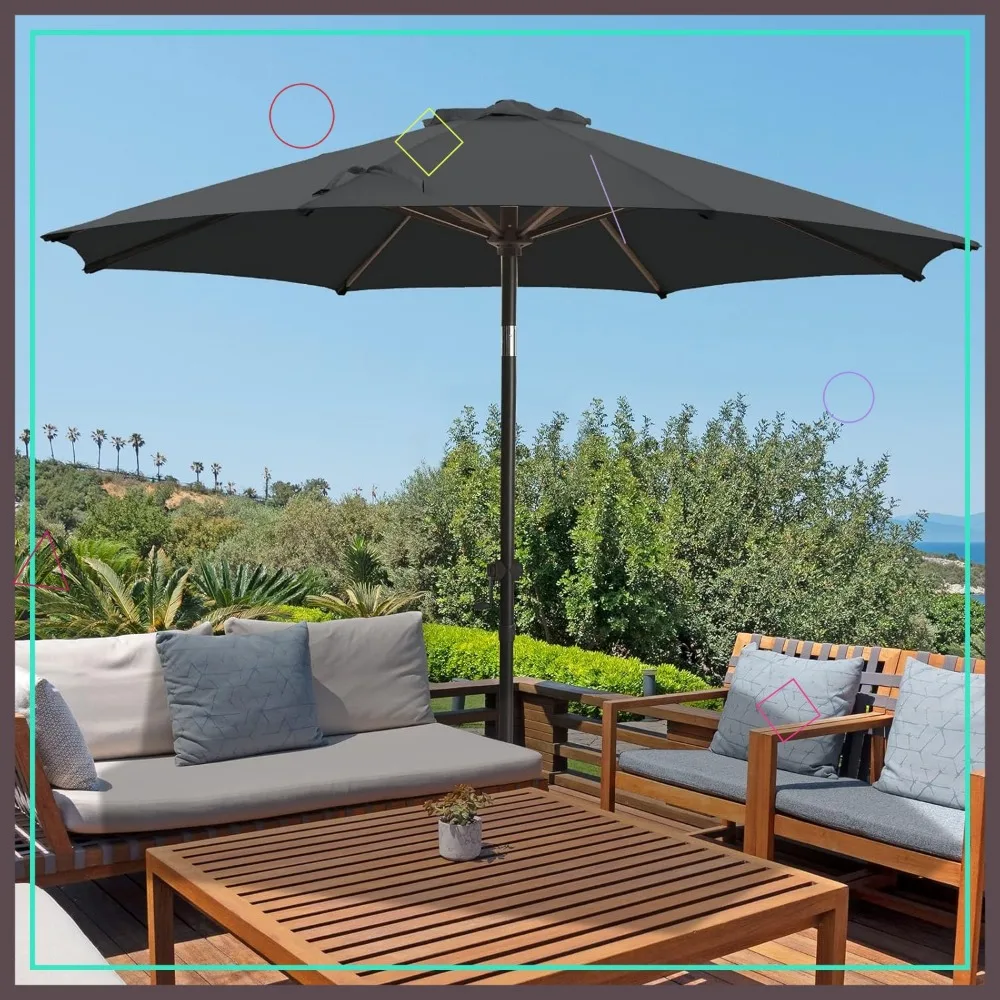 

9-Foot Outdoor Patio Umbrella with Tilt & Crank, Waterproof Fade-Resistant Canopy for Garden Pool Backyard