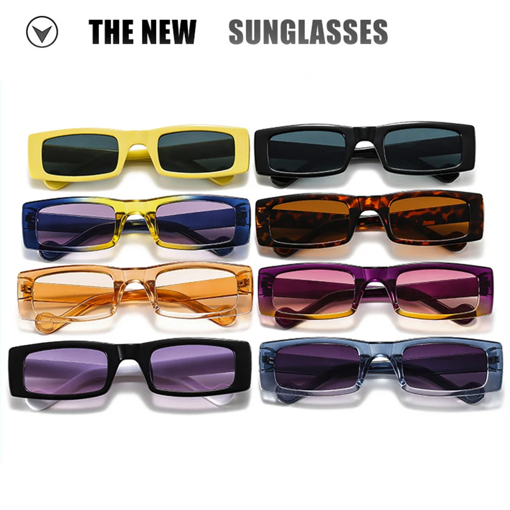 

Fashion Small Rectangle Frame Sunglasses Retro Candy Color Sun Glasses Brand Design Uv400 Shades Goggles Street Hip Hop Eyewear