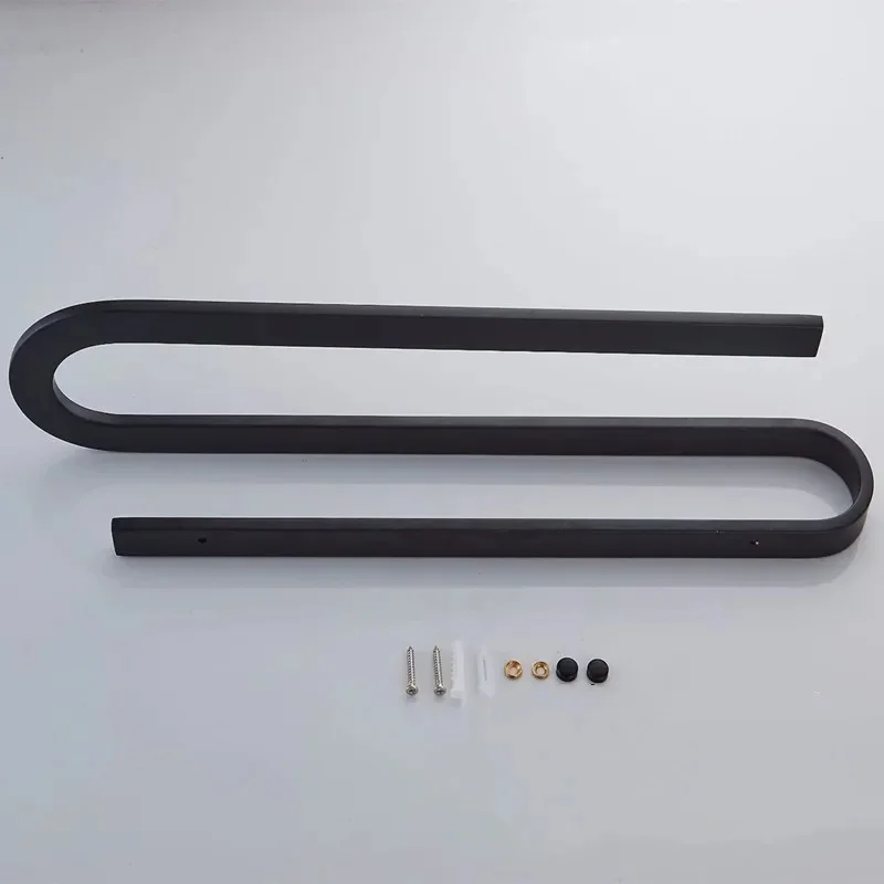 

Черная фурнитура для ванной комнаты из алюминиевого сплава, держатель для полотенец, кольцевая вешалка, полка для хранения, настенная направляющая-аксессуары для полотенец