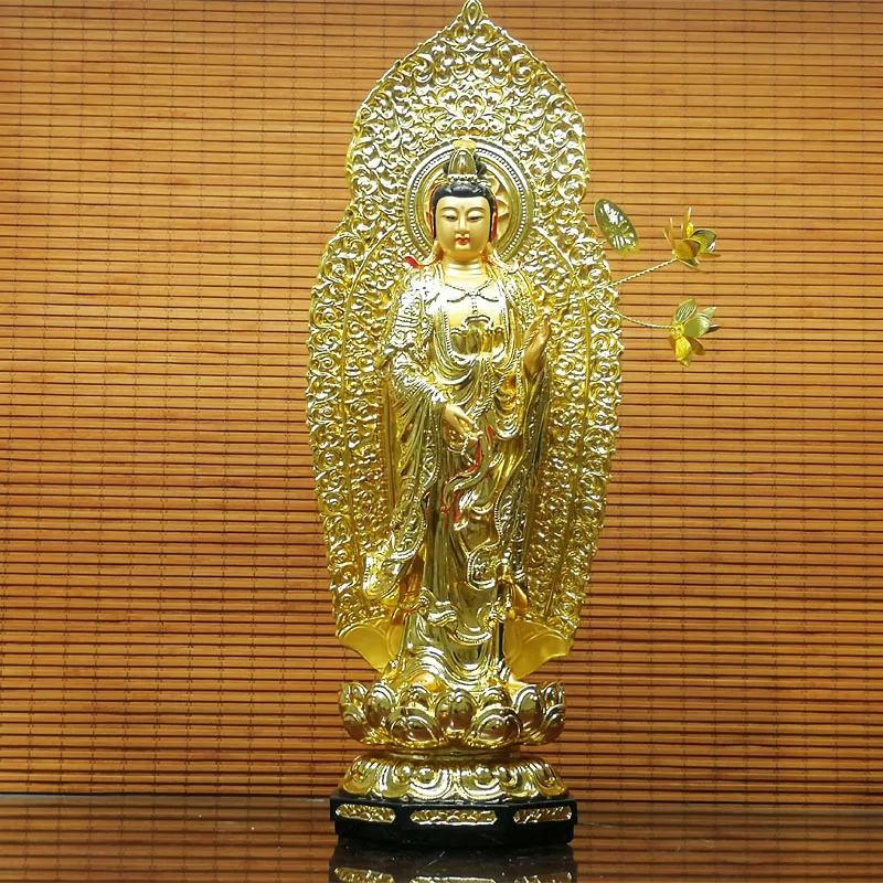 Imagem -03 - Budismo xi Fang Sansheng pé Estátua de Buda Guan Yin Amitabha Mahasthamaprapta Casa Santuário Proteção Grande 38 Centímetros Pcs Set