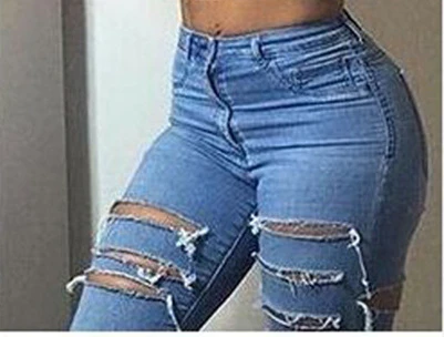 Shredded Stretch Skinny Denim Trousers Fashion Street Style Women's Jeans Women's Clothing