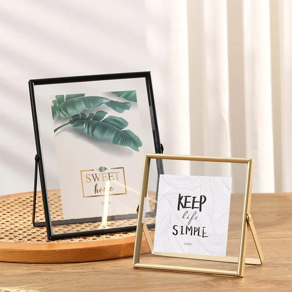 Nordic 4/6/7/8/10 Inch Metal Photo Frame Gold Black Acrylic Screen Picture Frame Rectangle Photo Display Plant Specimen