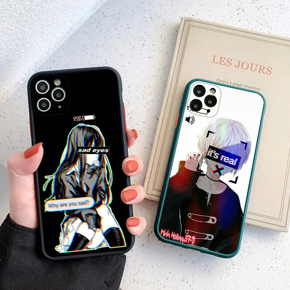 Translucent Phone Case For iPhone 16 15 14 7 8 Plus 13 12 11 Pro Max X XR XS SE Luxury LEWD Girl Vaporwave Art Matte Back Cover