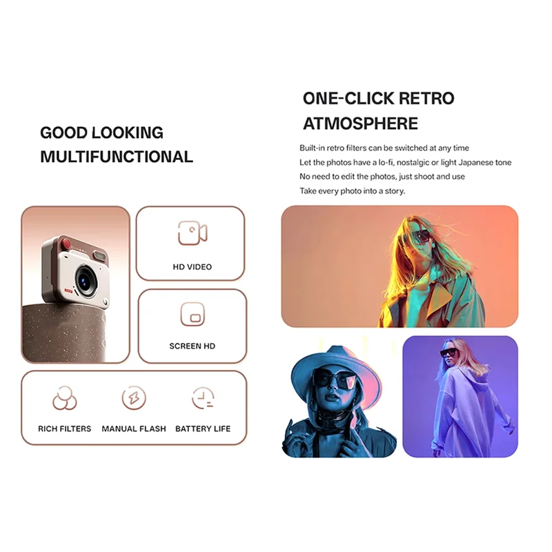 كاميرا GROCE-Outdoor Photography الرقمية HD CCD Retro Mini Compact 1080P 800W مع شاشة تسجيل فيديو للسفر باللون الأسود #4