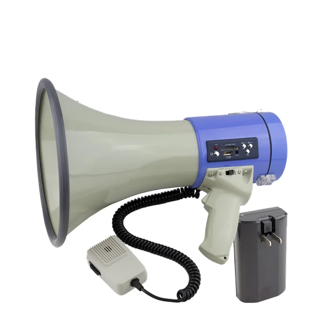 50W High Power Speaker, USB/SD/Aux, Waterproof Plastic Cabinet Amplifier for Public Address, Security Alarm, Party, Battery