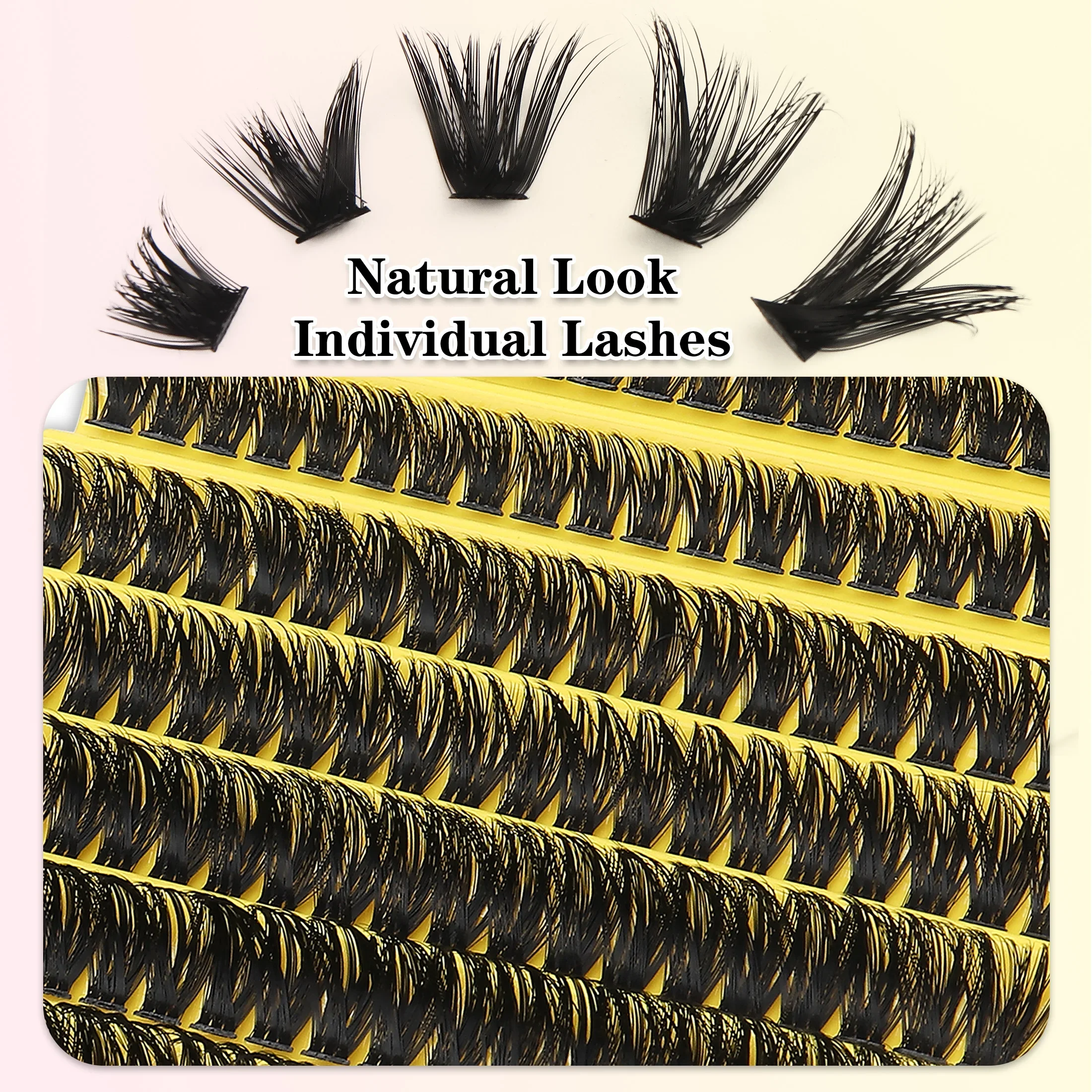 Large Pack DIY Thick Voluminous Cluster Individual Lashes Faux Mink Reusable False Eyelashes for Home Women Makeup