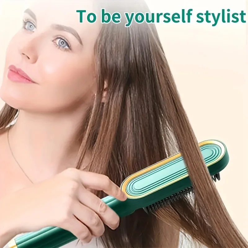 1PC straight hair brush LCD hot comb dry and wet straight hair comb tourmaline ceramic quick heating curling iron straight hair.